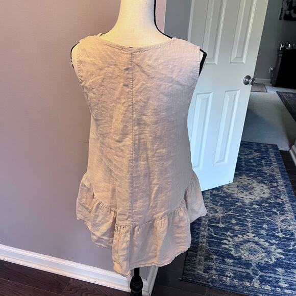 Francesca Bettini 100% Linen Top Size S Tank Peplum Ruffle Sleeveless - Picture 2 of 6